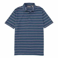 Cheap ???? Daniel Cremieux Signature Linen Slub Thin Stripe Short-Sleeve Polo ???? Shirt Deep Blue ✔️