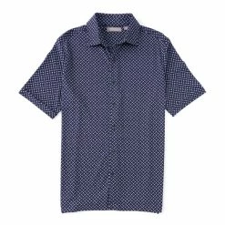 Budget ⌛ Daniel Cremieux Signature Diamond Print ???? Coat Front Short-Sleeve ???? Shirt Light Indigo ???? -Cremieux Shop unnamed file 1060