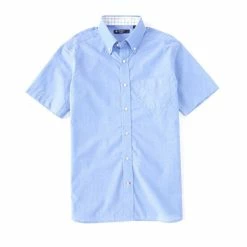 Cheapest ???? Cremieux Solid Cotton Linen Short-Sleeve Woven ???? Shirt Blue ????