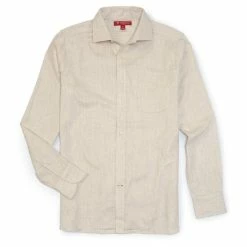 Buy ⌛ Cremieux Slim-Fit Solid Stretch Twill Long-Sleeve Woven ???? Shirt Ecru Heather ???? -Cremieux Shop unnamed file 143