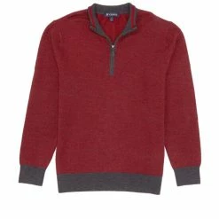 Best Sale ???? Cremieux Herringbone Wool Quarter-Zip Sweater Charcoal Heather ????