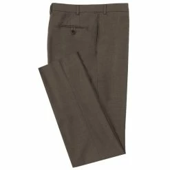 Promo ???? Cremieux Modern Fit Sharkskin Wool Blend Flat Front ???? Dress Pants Brown ???? -Cremieux Shop unnamed file 311