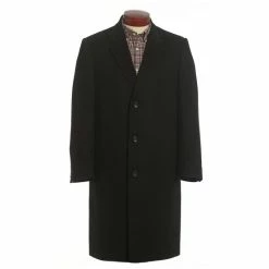 Deals ???? Cremieux Solid Black Wool Cashmere Full-Length Topcoat ????