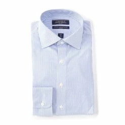 Best Pirce ???? Cremieux Slim Fit Bengal Stripe Stretch Basket Weave Spread Collar ???? Dress ???? Shirt Blue/white ????