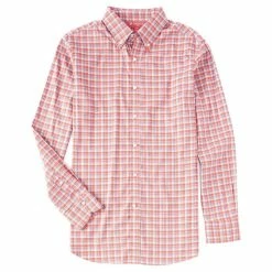 Deals ???? Cremieux Slim-Fit Multi- Plaid Flex Twill Long-Sleeve Woven ???? Shirt Dark Coral ????