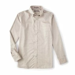 Flash Sale ❤️ Daniel Cremieux Signature Printed Long-Sleeve Woven ???? Shirt Egret ⭐