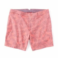 Outlet ✔️ Cremieux Soho Slim-Fit Palm Printed Garment-Dyed 7#double; Inseam Shorts Dusty Blue ????