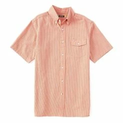 Deals ???? Cremieux Seersucker Stripe Performance Stretch Short-Sleeve Woven ???? Shirt Bright Coral ????
