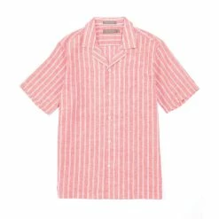 Buy ???? Daniel Cremieux Signature Linen Stripe Short-Sleeve Woven Camp ???? Shirt Light Indigo ✔️